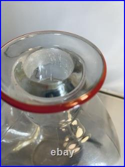 Vintage Pinched Glass Rooster Decanter Set Two Shot Cordials Ground Stopper Bar