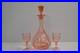 Vintage-Pink-Depression-Glass-Decanter-2-Glasses-Art-Deco-Barware-Hexagon-Stop-01-zww