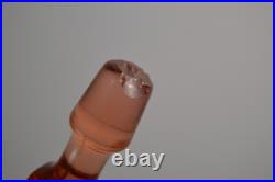 Vintage Pink Depression Glass Decanter & 2 Glasses Art Deco Barware Hexagon Stop
