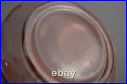Vintage Pink Depression Glass Decanter & 2 Glasses Art Deco Barware Hexagon Stop