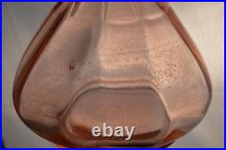 Vintage Pink Depression Glass Decanter & 2 Glasses Art Deco Barware Hexagon Stop