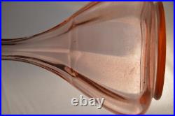 Vintage Pink Depression Glass Decanter & 2 Glasses Art Deco Barware Hexagon Stop