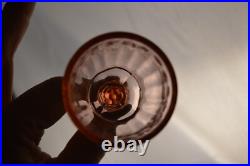 Vintage Pink Depression Glass Decanter & 2 Glasses Art Deco Barware Hexagon Stop