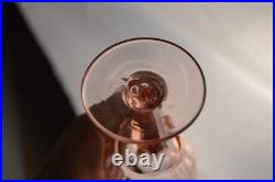 Vintage Pink Depression Glass Decanter & 2 Glasses Art Deco Barware Hexagon Stop