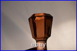 Vintage Pink Depression Glass Decanter & 2 Glasses Art Deco Barware Hexagon Stop
