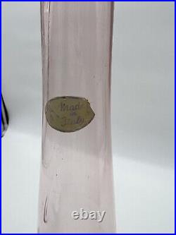 Vintage Pink Empoli Genie Bottle Decanter Art Glass