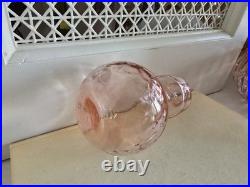 Vintage Pink Empoli Optic Decanter With Stopper 13 Tall
