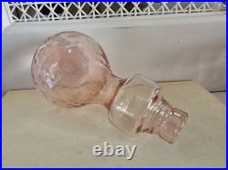 Vintage Pink Empoli Optic Decanter With Stopper 13 Tall