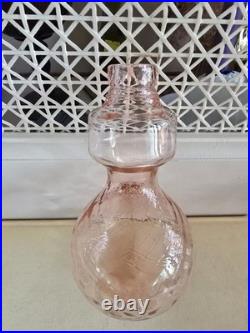 Vintage Pink Empoli Optic Decanter With Stopper 13 Tall