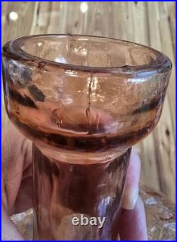 Vintage Pink Empoli Optic Decanter With Stopper 13 Tall