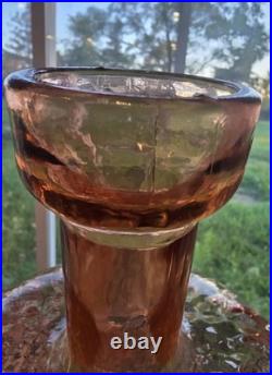 Vintage Pink Empoli Optic Decanter With Stopper 13 Tall