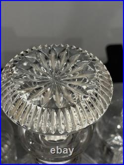 Vintage Pinwheel Star of David Cut Glass Crystal Decanter And Glasses Set Of 5