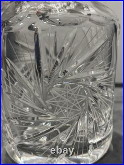 Vintage Pinwheel Star of David Cut Glass Crystal Decanter And Glasses Set Of 5