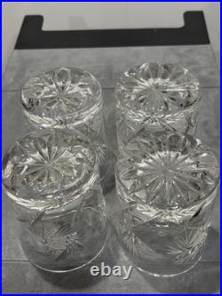 Vintage Pinwheel Star of David Cut Glass Crystal Decanter And Glasses Set Of 5