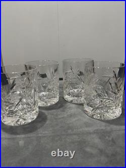 Vintage Pinwheel Star of David Cut Glass Crystal Decanter And Glasses Set Of 5