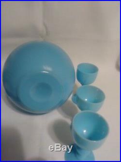 Vintage Portieux Vallerysthal Blue Opal Decanter Set