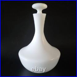 Vintage Portuguese White Opaline Glass Decanter With Solid Top By Block