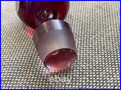 Vintage Possibly Antique Bohemian Cranberry Glass Decanter with Etched Decoration