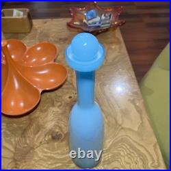 Vintage Powder Blue Holmegaard CARNABY ART GLASS Decanter Bottle Stopper Cased