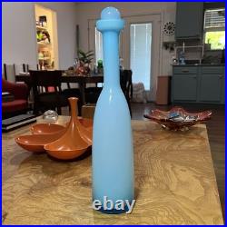 Vintage Powder Blue Holmegaard CARNABY ART GLASS Decanter Bottle Stopper Cased