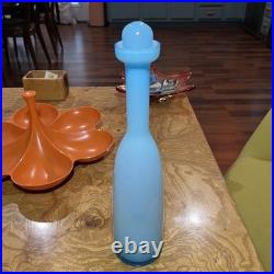 Vintage Powder Blue Holmegaard CARNABY ART GLASS Decanter Bottle Stopper Cased