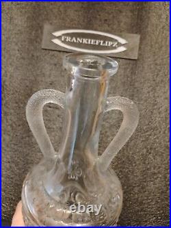 Vintage Pressed Glass Amphora Fleur De Lis Textured Double Handled Filigree