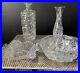 Vintage-Pressed-Glass-Liquor-Decanter-X-24-PB0-Crystal-Vase-X-3-Toe-Bowl-X-Bowl-01-xfym