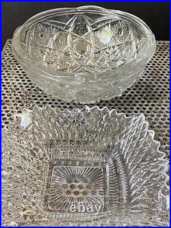 Vintage Pressed Glass Liquor Decanter X 24 PB0 Crystal Vase X 3 Toe Bowl X Bowl