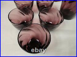 Vintage Purple Glass Swirl Cocktail Shaker Decanter with Glasses Bar Set
