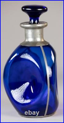 Vintage Queen Anne Pewter Cobalt Blue Glass Decanter Sailboat Brooklyn NY