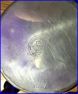 Vintage Queen Anne Pewter Cobalt Blue Glass Decanter Sailboat Brooklyn NY