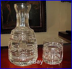 Vintage RALPH LAUREN Glen Plaid Crystal BEDSIDE Water Decanter with Glass (carafe)
