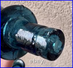 Vintage RARE Empoli Teal Blue Ice Decanter With Stopper 23 inches tall