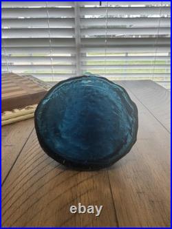 Vintage RARE Empoli Teal Blue Ice Decanter With Stopper 23 inches tall