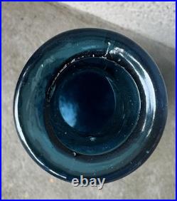 Vintage RARE Empoli Teal Blue Ice Decanter With Stopper 23 inches tall