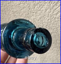 Vintage RARE Empoli Teal Blue Ice Decanter With Stopper 23 inches tall