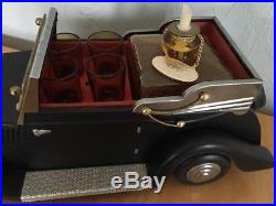 Vintage ROLLS ROYCE Car with Bar and Music Box Decanter Shot Glasses 15 Long