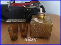 Vintage ROLLS ROYCE Car with Bar and Music Box Decanter Shot Glasses 15 Long
