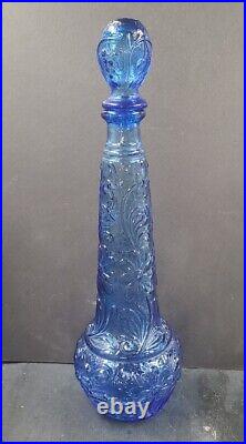 Vintage ROSSINI Empoli Genie Bottle AQUA Glass Decanter Italy withStopper MCM