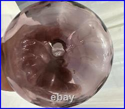 Vintage Rainbow Art Glass Amethyst Decanter + Stopper Genie Bottle 11.5