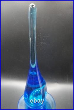 Vintage Rainbow Art Glass Cobalt Optic Blue Decanter With Flame Teardrop Stopper