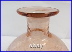 Vintage Rainbow Crackle Glass Pink Decanter Bottle with Stopper 13