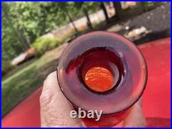 Vintage Rainbow Crackled Glass Decanter / Tangerine / Ball Stopper / Number 2