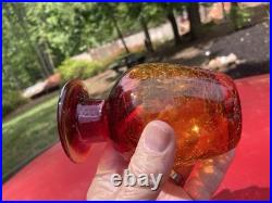 Vintage Rainbow Crackled Glass Decanter / Tangerine / Ball Stopper / Number 2