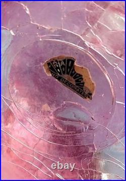 Vintage Rainbow Cranberry Crackle Glass Decanter Art Glass MCM