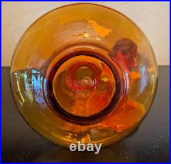 Vintage Rainbow Glass Amberina Optic Decanter Bottle Applied Spiral Blown Glass