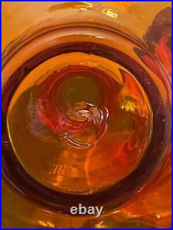 Vintage Rainbow Glass Amberina Optic Decanter Bottle Applied Spiral Blown Glass