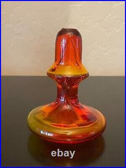 Vintage Rainbow Glass Amberina Optic Decanter Bottle Applied Spiral Blown Glass