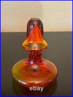 Vintage Rainbow Glass Amberina Optic Decanter Bottle Applied Spiral Blown Glass