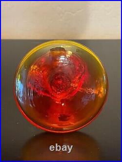 Vintage Rainbow Glass Amberina Optic Decanter Bottle Applied Spiral Blown Glass